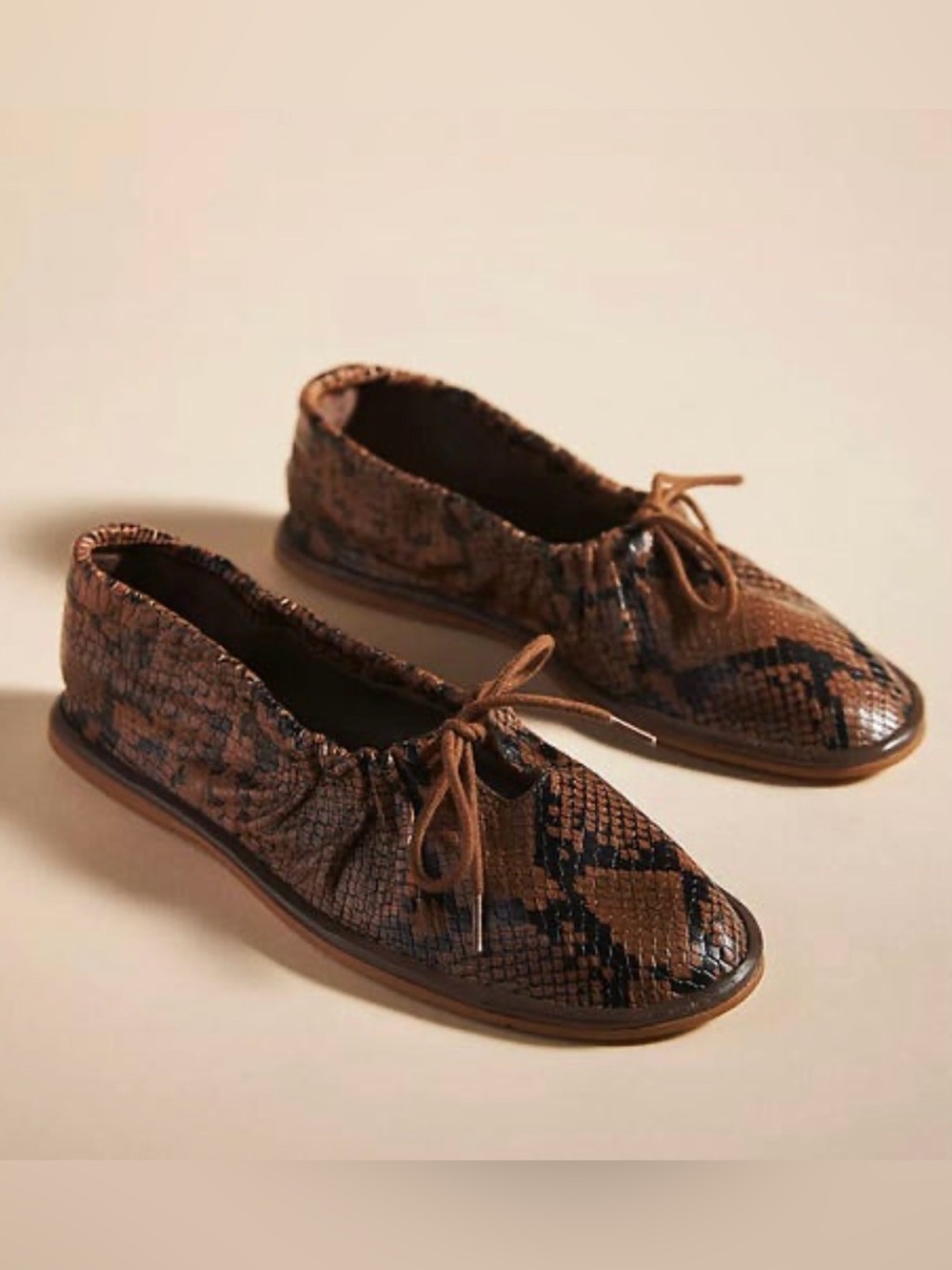Pilcro for Anthropologie Bow Tie Animal Print Ballet Flats Women's Size 40